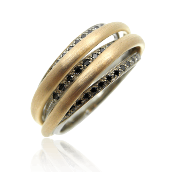diamanring, damenring, diamantschmuck, alliance, brillanten, schwarze diamanten, diamanten, rotgold, weissgold, bicolor, handgefertigt, goldschmiede, damenschmuck, sahak, jewellery, zürich, zurich, swissmade, design