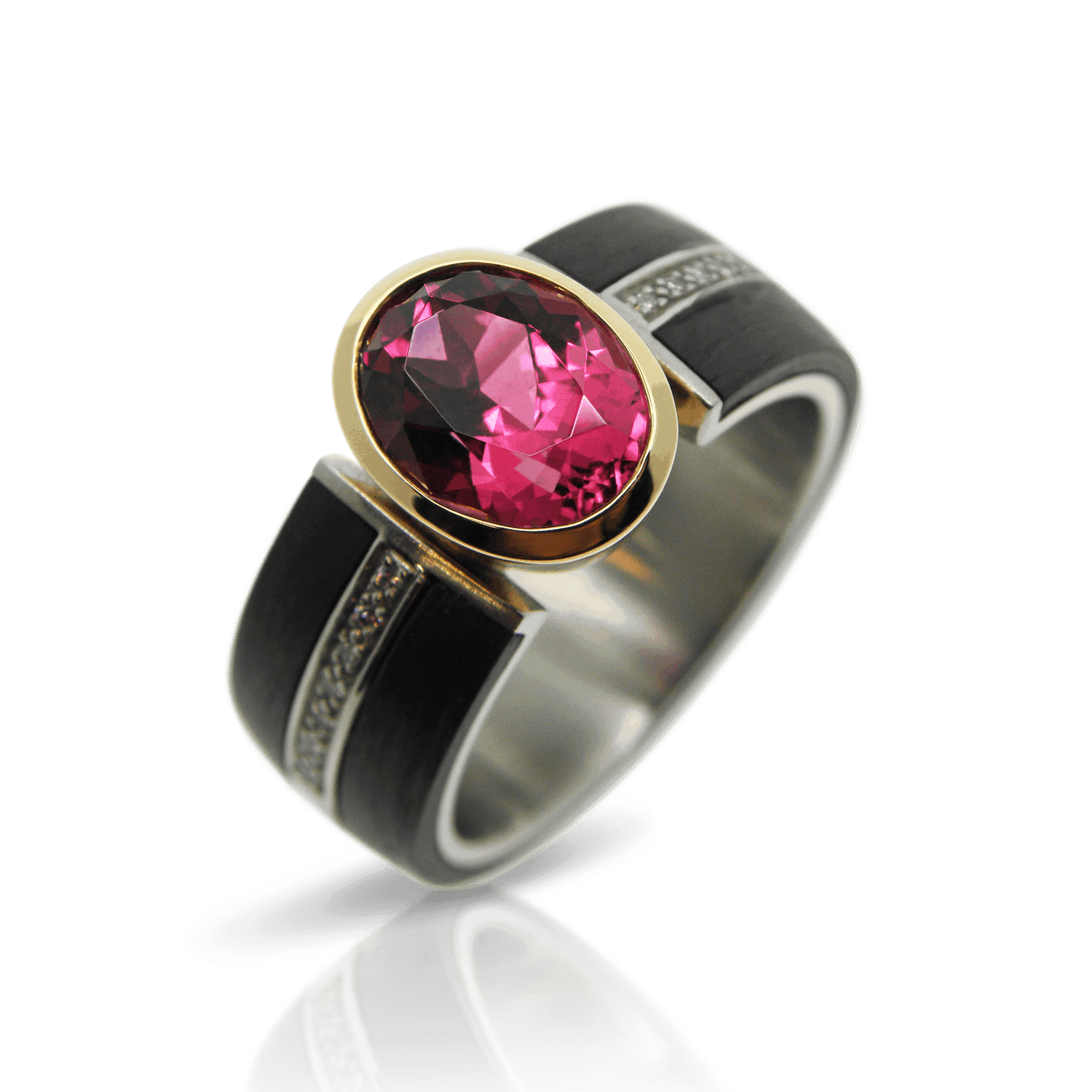 Damenring, Edelsteinring, Cocktailring, Damenschmuck, Turmalin, Turmalinschmuck, Carbon, Carbonring, Diamanten, Brillanten, pink, rosa, carbon, palladium, rotgold, edelsteine, diamantring, diamantschmuck, goldschmiede, individuell, handarbeit, zürich, design, modern, Women's ring, gemstone ring, cocktail ring, women's jewelry, tourmaline, tourmaline jewelery, carbon, carbon ring, diamonds, diamonds, pink, pink, carbon, palladium, rose gold, gemstones, diamond ring, diamond jewelery, goldsmith, individual, handmade, zurich, design, winterthur, zürich, sahak, faktor s, swissmade, jewelry, jewellery