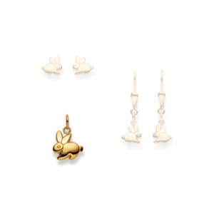 anhänger, Hase, kinderschmuck, kinder, schmuck, goldschmuck, ohrschmuck, tiermotiv, ohrstecker, goldschmiede, gold, gelbgold, faktor s, sahak, jewellery, Swissmade, tiere, schmuck, online, kaufen