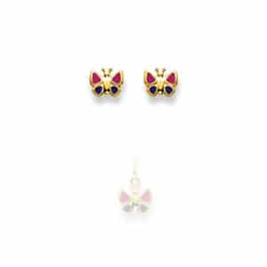 kinerschmuck, ohrschmuck, ohrhänger, ohrstecker, goldschmuck, herz, motiv, fein, gelbgold, damenschmuck, schmetterling, tiermotiv, tiere, goldschmiede, sahak jewellery, earrings, jewelry, heart, swissmade, faktor s, winterthur, zurich, colorit, glas, rot, schwarz, farbig