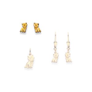 Ohrstecker Katze aus Gelbgold