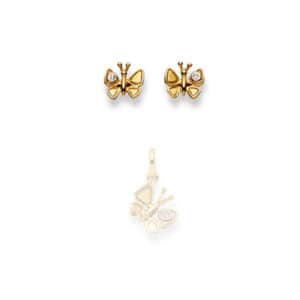 ohrschmuck, ohrstecker, schmetterling, butterfly, kinderschmuck, kinder, ohrringe, tiermotiv, gelbgold, goldschmuck, sahak jewellery, jewelry, children, goldschmiede, faktor s, winterthur, zurich, swissmade, zirkonia